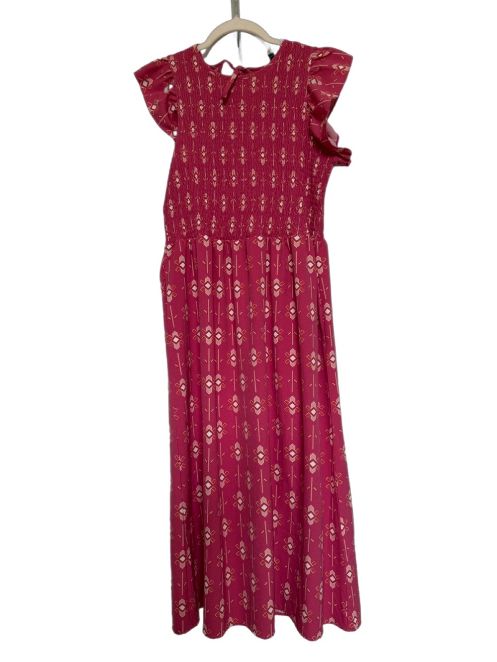 Women’s Ruffled Sleeve Maxi Dress in Deep Berry